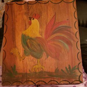 Vintage Hand Painted Rooster Wood Kitchen/Farm House Decor